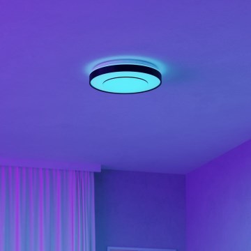 Eglo 300688 - Luminária de teto dimerizável LED RGBW MONTERIGGIONI-Z LED/18,5W/230V 2700-6500K diâmetro 38,4 cm preta + comando remoto