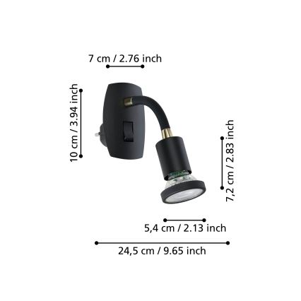Eglo - Candeeiro LED de tomada 1xGU10/4,5W/230V preto