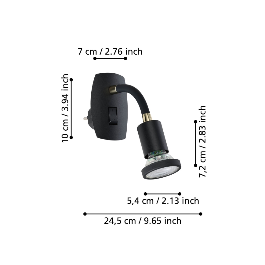 Eglo - Candeeiro LED de tomada 1xGU10/4,5W/230V preto
