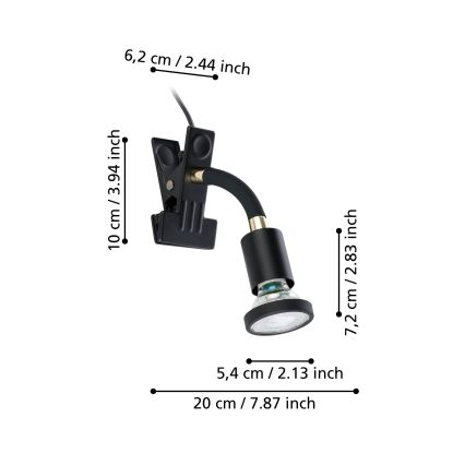 Eglo - Candeeiro LED com clipe 1xGU10/4,5W/230V preto