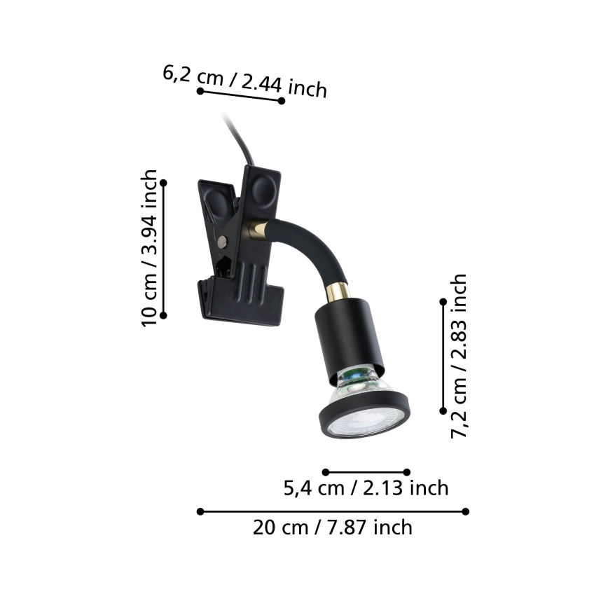 Eglo - Candeeiro LED com clipe 1xGU10/4,5W/230V preto