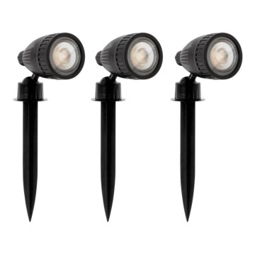 Eglo 31028 - Pack de 3x LED RGBW Candeeiro exterior NEMA-C 1xGU10/5W/230V 2700-6500K IP44 preto + comando remoto