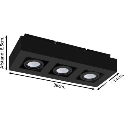 Eglo 31064 - Spot LED MENDOZA 3xLED/4,7W/230V 3000K preto