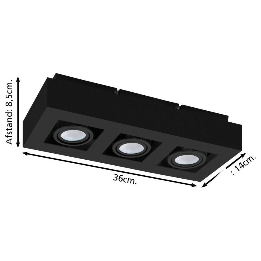Eglo 31064 - Spot LED MENDOZA 3xLED/4,7W/230V 3000K preto