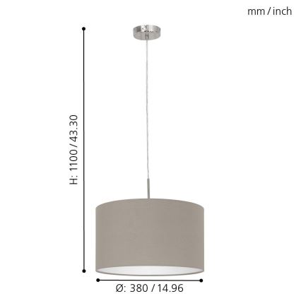 Eglo - Candeeiro suspenso com cabo 1xE27/60W/230V