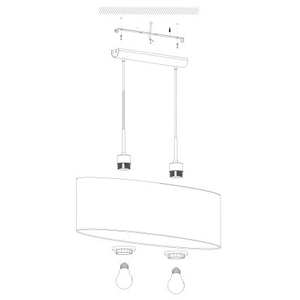 Eglo - Candeeiro suspenso com cabo 2xE27/60W/230V taupe