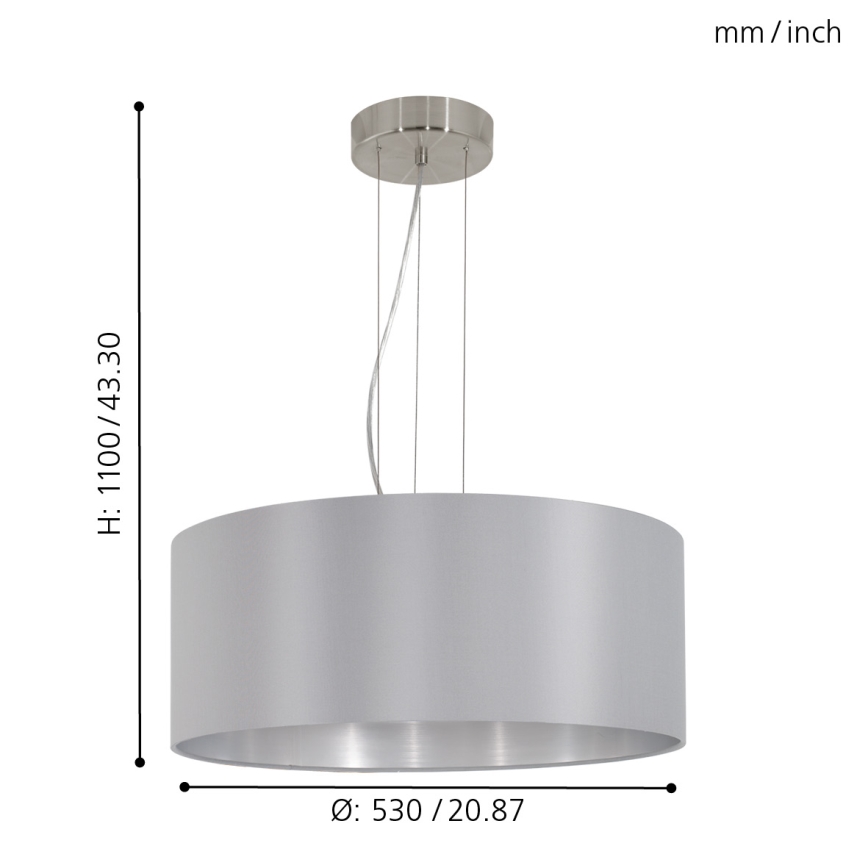 Eglo 31606 - Lustre suspenso por cabo MASERLO 3xE27/60W/230V