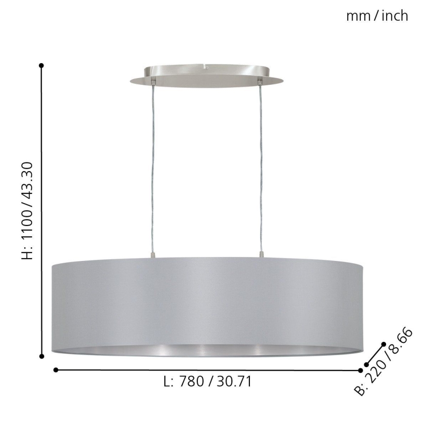 Eglo 31612 - Candelabro num fio MASERLO 2xE27/60W/230V