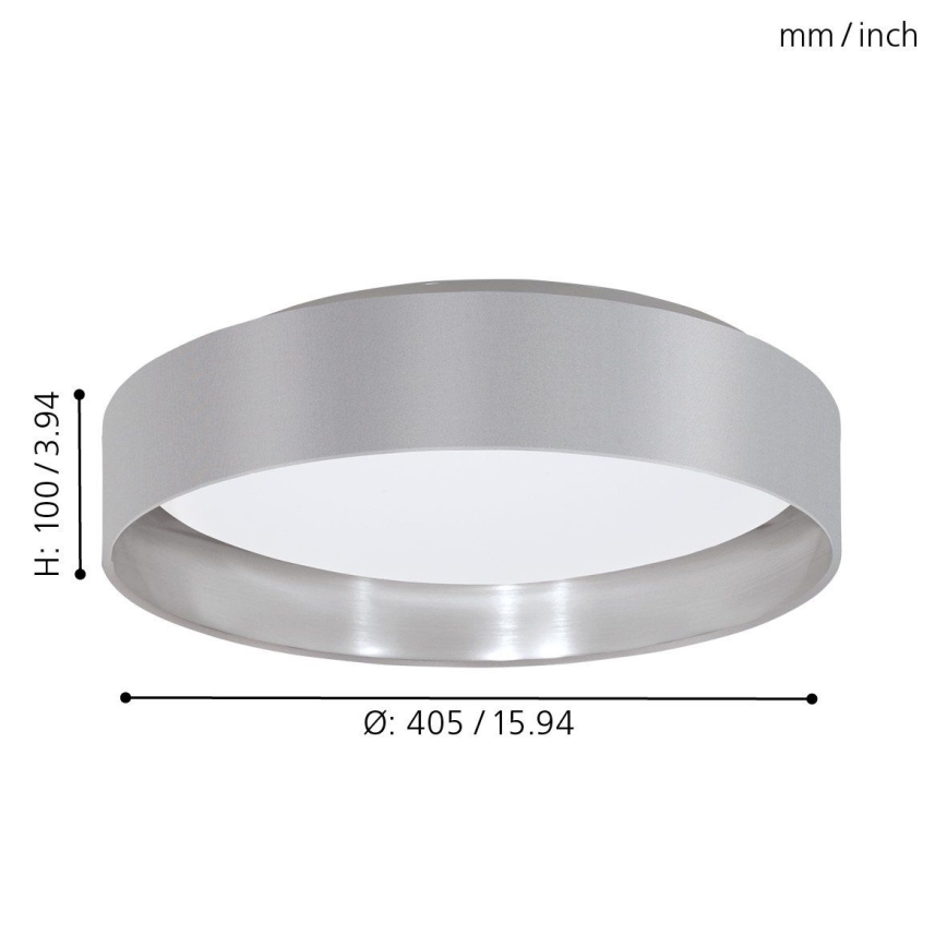 Eglo 31623 - Candeeiro de teto LED MASERLO LED/16W/230V 3000K Ø 40,5 cm cinzento/prateado