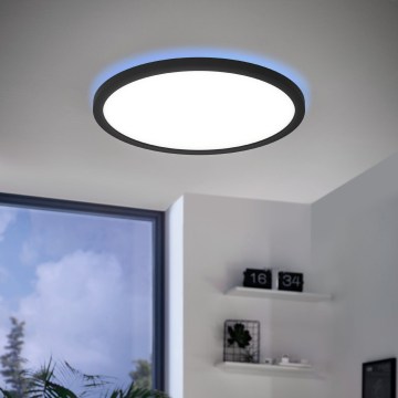 Eglo 31703 - Luminária de teto LED RGBW regulável ROVITO-Z LED/14,6W/230V 2700-6500K diâmetro 29,5 cm preta