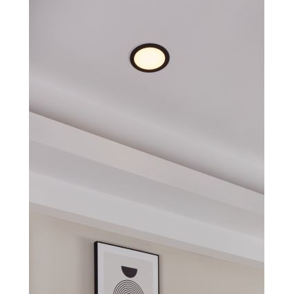Eglo 31744 - FUEVA-Z Luminária de teto embutida para casa de banho LED regulável, 10,5W/230V, 2700-6500K, IP44, preta, Ø 16,5 cm