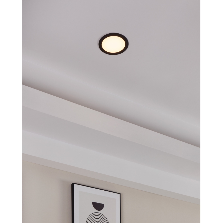 Eglo 31744 - FUEVA-Z Luminária de teto embutida para casa de banho LED regulável, 10,5W/230V, 2700-6500K, IP44, preta, Ø 16,5 cm