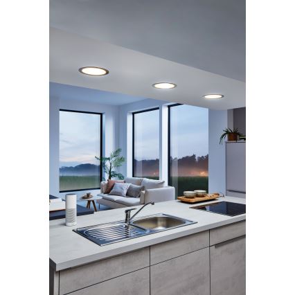 Eglo 31744 - FUEVA-Z Luminária de teto embutida para casa de banho LED regulável, 10,5W/230V, 2700-6500K, IP44, preta, Ø 16,5 cm