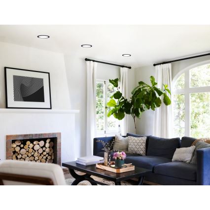 Eglo 31744 - FUEVA-Z Luminária de teto embutida para casa de banho LED regulável, 10,5W/230V, 2700-6500K, IP44, preta, Ø 16,5 cm