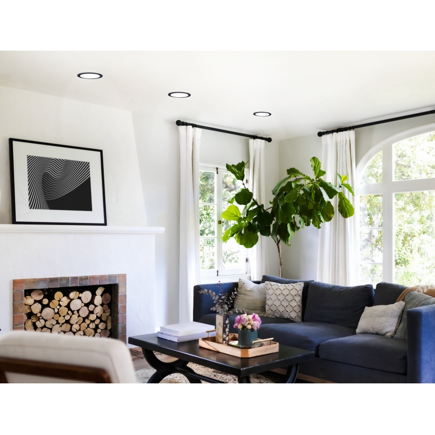 Eglo 31744 - FUEVA-Z Luminária de teto embutida para casa de banho LED regulável, 10,5W/230V, 2700-6500K, IP44, preta, Ø 16,5 cm