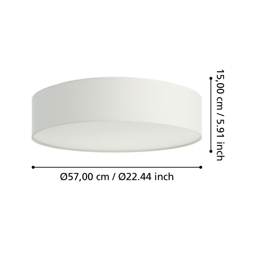Eglo 31766 - Luminária de teto dimerizável LED RGBW ROMAO-Z LED/35W/230V 2700-6500K Ø 57 cm branca