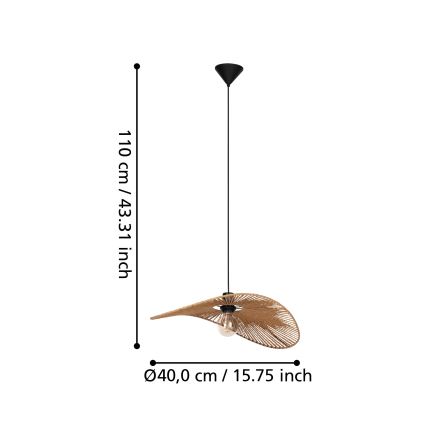 Eglo - Lustre suspenso por cabo 1xE27/42W/230V 56 cm castanho/preto