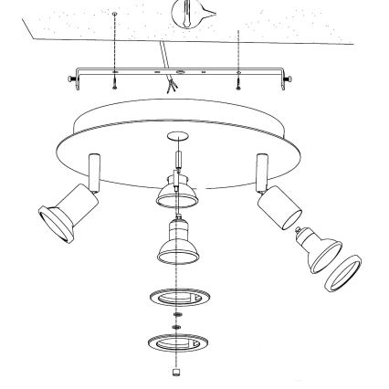 Eglo 32001 - Luminária de tecto LED PAWEDO 1 4xGU10-LED/3W/230V