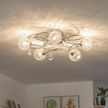 Eglo 32103 - Lustre LED de teto sobreposto VELAGO 5xG9/33W/230V cromado brilhante