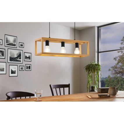 Eglo 32144 - Lustre suspenso em cabo BLACKCROWN 3xE27/40W/230V castanho