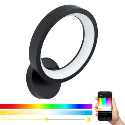 Eglo 32325 - Iluminação de parede LED RGBW com regulação MARGHERA-C LED/16W/230V 2700-6500K preto