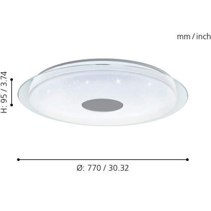 Eglo 32344 - Luminária de teto dimerizável LED RGBW LANCIANO-C LED/53W/230V 2700-6500K + controlo remoto