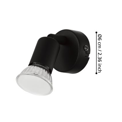 Eglo - Foco de parede LED 1xGU10/2,8W/230V 3000K preto