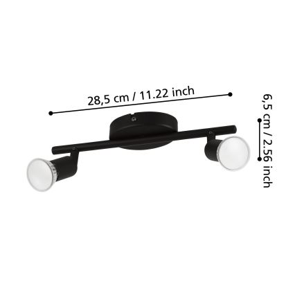 Eglo - Foco LED 2xGU10/2,8W/230V 3000K preto