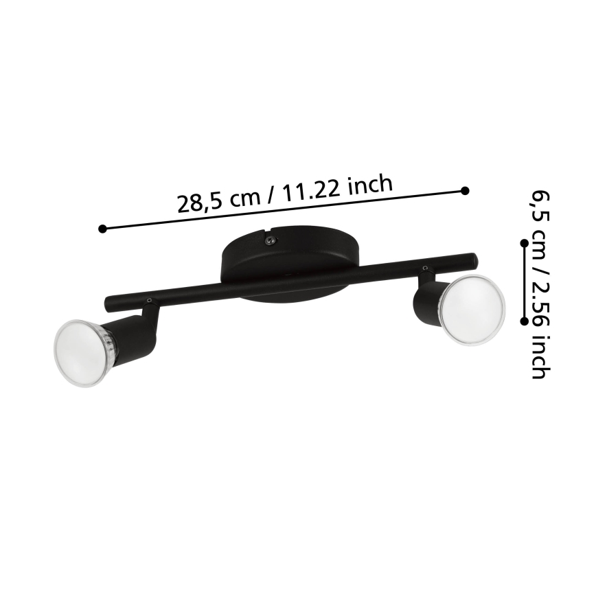 Eglo - Foco LED 2xGU10/2,8W/230V 3000K preto