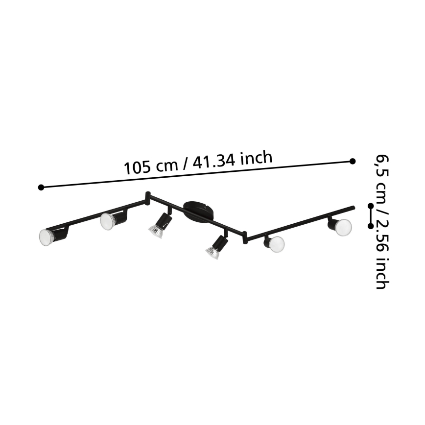 Eglo - Foco LED 6xGU10/2,8W/230V 3000K preto