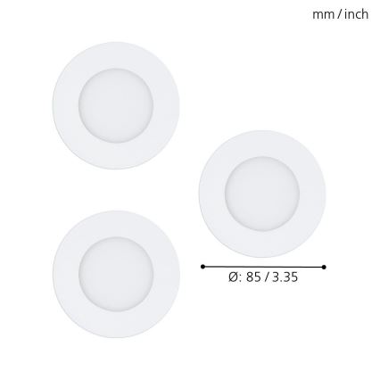 Eglo - Conjunto de 3 luminárias de encastre LED RGB dimerizáveis FUEVA-C LED/3W/230V Ø 8,5 cm