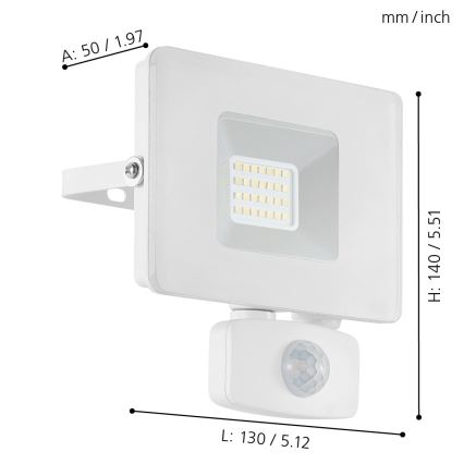 Eglo - Holofote LED com sensor LED/20W/230V IP44
