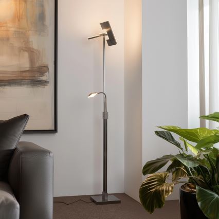 Eglo 33182 - Candeeiro de chão LED com regulação SOLANO 1xLED/26W/230V +1xLED/3,2W 3000K cromado mate