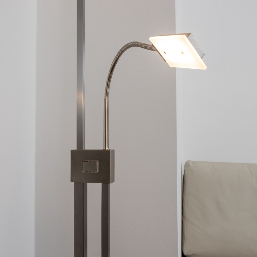 Eglo 33182 - Candeeiro de chão LED com regulação SOLANO 1xLED/26W/230V +1xLED/3,2W 3000K cromado mate