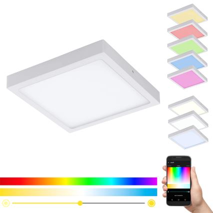 Eglo 33209 - Candeeiro de teto dimerizável LED RGBW FUEVA-C LED/21W/230V 2700-6500K 30x30 cm branco