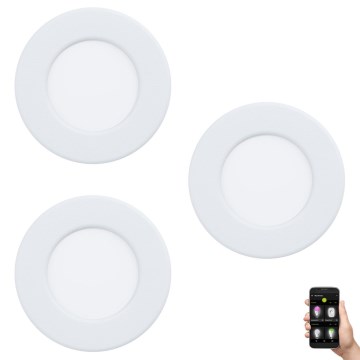 Eglo 33217 - Conjunto de 3 focos LED RGBW encastráveis e dimerizáveis FUEVA LED/3W/230V Ø 8,5 cm