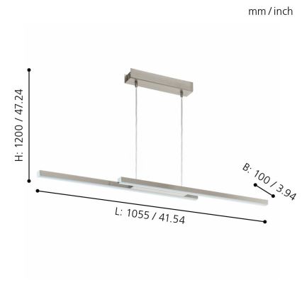 Eglo 33232 - Lustre LED RGBW dimerizável suspenso por cabo FRAIOLI-C LED/34W/230V cromo fosco