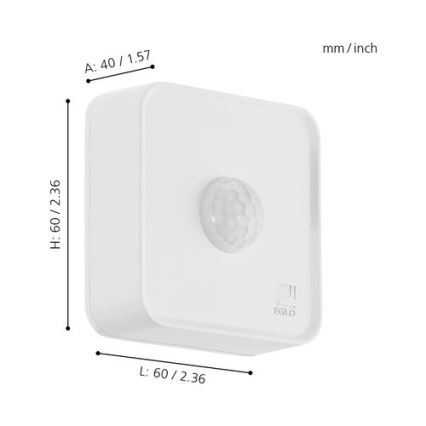 Eglo 33236 - Sensor de movimento exterior CONNECT SENSOR 3xAA 12 m branco IP44