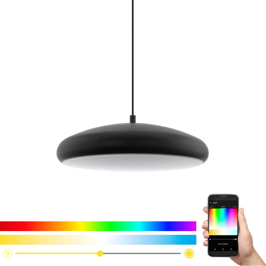 Eglo 33328 - Candeeiro suspenso  LED RGBW com regulação RIODEVA-C LED/27W/230V 2700-6500K preto