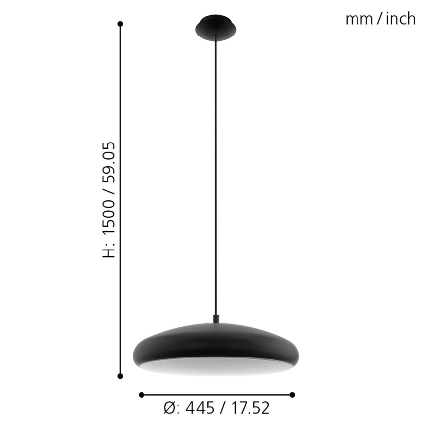 Eglo 33328 - Candeeiro suspenso  LED RGBW com regulação RIODEVA-C LED/27W/230V 2700-6500K preto