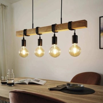 Eglo 33378 - Candeeiro suspenso LED TOWNSHEND 4xE27/4W/230V 2200K bege/preto