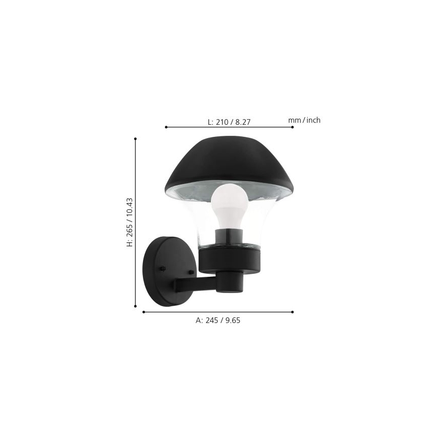 Eglo 33567 - Aplique de parede exterior LED regulável VERLUCCA-C 1xE27/9W/230V IP44