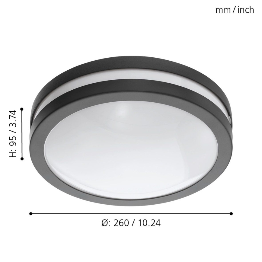 Eglo 33571 - Candeeiro de teto LED dimerizável para casa de banho LOCANA-C LED/14W/230V IP44 antracite