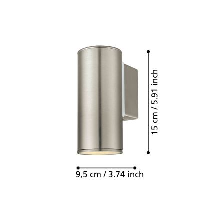 Eglo 33581 - LED RGBW Aplique de parede exterior regulável RIGA 1xGU10/5W/230V 2700-6500K IP44 cromo mate