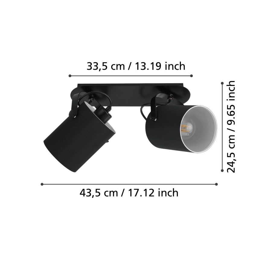 Eglo 33646 - Candeeiro de focos VILLABATE 2xE27/10W/230V