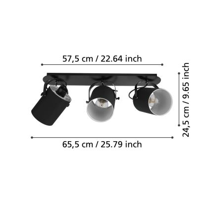 Eglo 33647 - Candeeiro de tecto com focos VILLABATE 3xE27/10W/230V