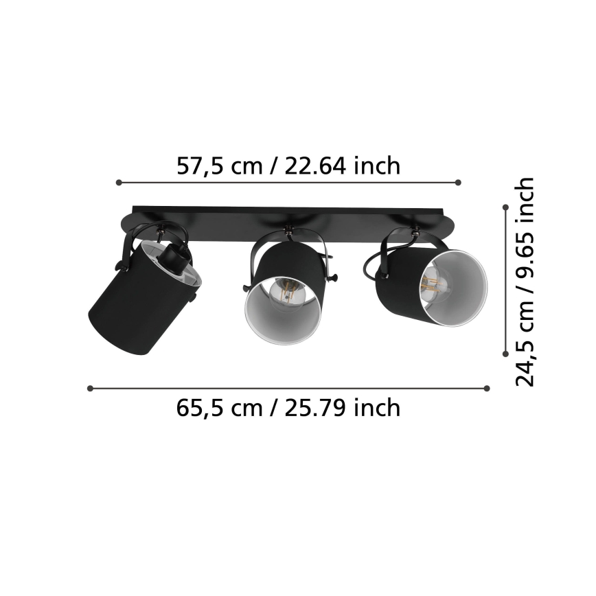 Eglo 33647 - Candeeiro de tecto com focos VILLABATE 3xE27/10W/230V