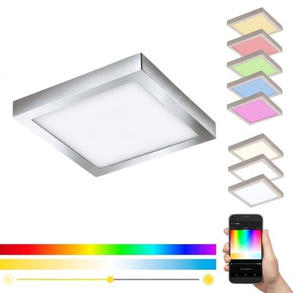 Eglo 33668-LED RGBW Luminária para casa de banho com dimmer FUEVA-C 21W/230V 2700-6500K 30x30cm IP44