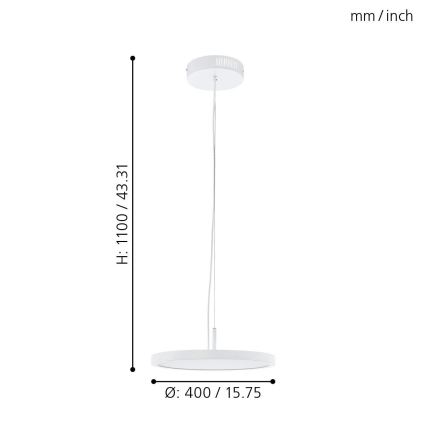 Eglo 33675 - LED RGBW Candeeiro suspenso com regulação CERIGNOLA-C LED/21W/230V 2700-6500K + comando