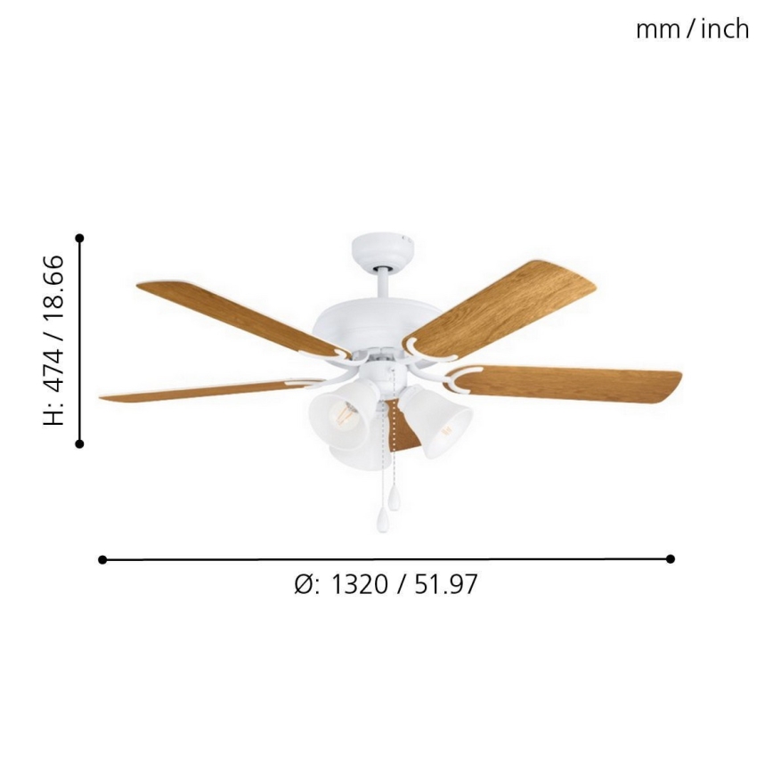 Eglo 35076 - Ventilador de tecto LAS PALMAS 3xE27/40W/230V castanho
